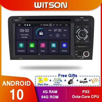WITSON Android 10.0 Octa core PX5 Automobilio Dvd Grotuvas GPS AUDI A3 4GB RAM 64GB ROM AUTOMOBILIŲ GPS NAVIGACIJOS