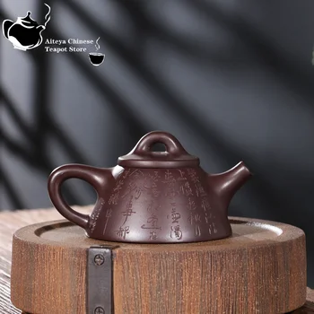 Kinų arbatinukas Yixing raudonos molio arbatinukas rūdos senas raudonos molio karalius scoop visi vertus-užrašas 