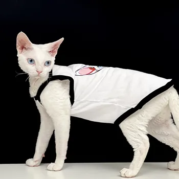 medvilnės diržas Sfinksas beplaukiai katė drabužių vokietijos Devon Rex dugno vasaros plaukų slinkimo Homewear Sfinksų kačių marškinėliai katėms