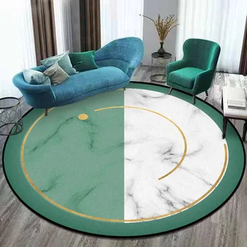 Paprasta marmuro Žalios ir baltos spalvos siūlėmis apvalus kilimas pliušinis medinių grindų kilimėlis vonios kambarys, neslidžia durų kilimėlis 160cm apvalus kilimėlis tinkinti