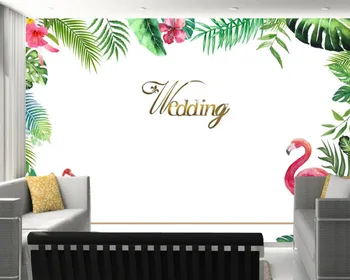 Papel de parede užsakymą tropinių augalų palikti flamingo tapetai, freskos,svetainė, tv sienos miegamajame namų dekoro