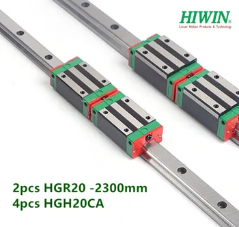 2vnt originalus HIWIN linijinės Vadovas HGR20 - 2300mm geležinkelių + 4pcs HGH20CA siauras vežimo blokuoti guoliai CNC dalys