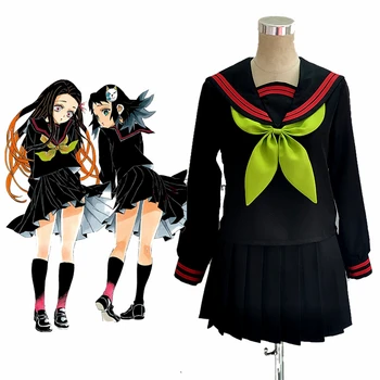 Anime Demon Slayer Kimetsu nr. Yaiba Cosplay Nezuko Kamado Makomo Cosplay Kostiumų JK Uniformos Kostiumas Sailor Merginos Moterys