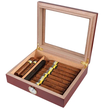 Cigarų Humidoras Atveju Cigarų Kelionės Humidoras Lange Skaidrus Liukas Nešiojamų Kedro Medienos Su Drėgmėmačiu Drėkintuvas