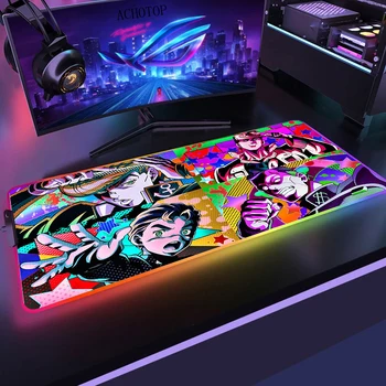RGB JoJo Keistų Nuotykių Pelės Mygtukai Anime Stalas Kilimėlis Gamer PC Kompiuterio Klaviatūra Kilimų Žaidimų Reikmenys, Dideli Mygtukai Mause Kilimėlis
