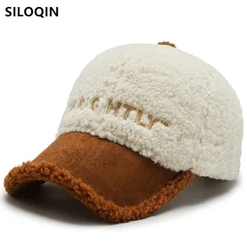 SILOQIN Žiemos Moterų Mielas Pliušinis Skrybėlę Beisbolo Kepurės Moterims Mergina Pūkas Ėriukų Vilnos Kepurė Reguliuojamo Dydžio Madinga Teddy Aksomo Skrybėlės