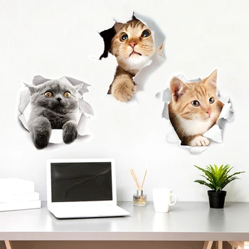 3D Katė Lipdukai Kyšantį Katė Lipdukas ant Sienos, Šaldytuvas, Tualetas ir Daugiau Mažmeninė Supakuoti Raina Katė Lipdukai