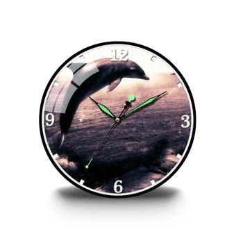 30cm Virtuvės Žiūrėti Sieninis Laikrodis Silent Kaimiškas Relogio De Parede Namų Dekoro Delfinų Saulėlydis Laikrodis 