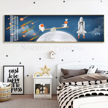 Šiaurės Astronautas Plakatai Tarpžvaigždinės Erdvės Vaikų Kambarys, Naktiniai Reklama Drobės Tapybos Sienos Meno Spausdina Nuotraukas, Namų Dekoro