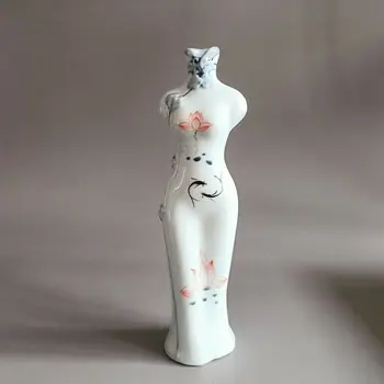 Retas Kinijos Mėlynos ir Baltos spalvos Porceliano Rankomis Dažyti cheongsam Vaza