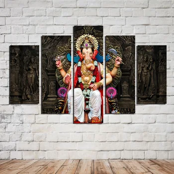 Indija Dievas Religinių 5 Plokštės Namų Apdailos Drobė, Tapyba Budos Statula, Plakatų Ir Grafikos Sienos Meno Nuotrauka Už Kambarį