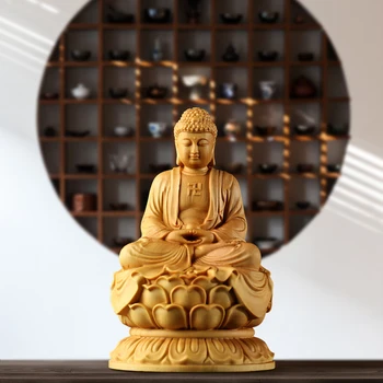 Japonija Buda Shakyamuni 10cm Medžio Skulptūra Budos Dharma Kietas Statula Namų Dekoro Namų Amatų statula, skulptūra
