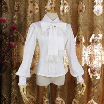 Lolita ilgomis rankovėmis marškinėliai, šifono palace lėlės apykaklės apačioje marškinėliai princesė lolita top kawaii girl viktorijos marškinėliai prarasti gotikos