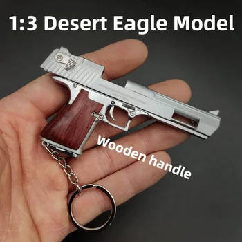 Neue 1:3 Hardcover Holz Griff Pistole Miniatur Modell Keychain Voller Metall 