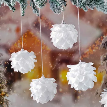 3 Buah/Kotak Bola Gimdymo Putih Ornamen Bola Bunga Pohon Gimdymo Dekorasi Gantung 2023 Tahun Baru Dekorasi Rumah Adornos De Navidad
