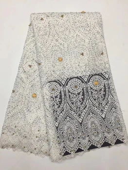Karšto prancūzų akmens nėriniai nauja balta Afrikos nėrinių audinio šalis suknelė Nigerija nėrinių audinio vestuvinė suknelė DJ22711