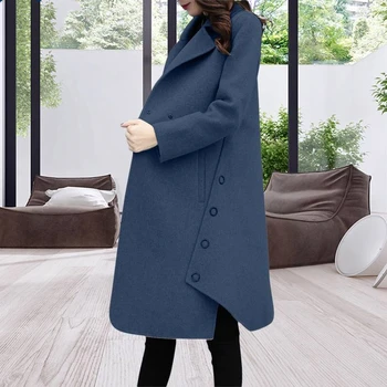 Naujas mados Rudens apranga populiarus dar du kartus susidūrė su kostiumu apykaklės ponios moterų žiemos paltai vilnonis paltas