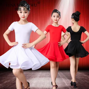 Naujas Mergaičių lotynų Šokių Suknelė Apvalios Kaklo trumparankoviai Kostiumas Vaikų Šokių Etape Tango Salsa Naudingumo Balus Suknelės