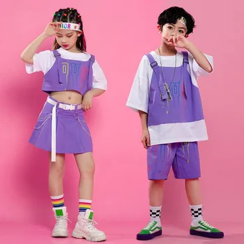 Vaikai Kietas Hip-Hop Drabužiai, Šou Cheerleader Komplektus Marškinėlius Šortai Mergaitėms Berniukai Karnavalas Džiazo Šokio Kostiumų Drabužius Street Wear