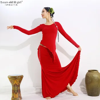 Ispanų Flamenko Šokių Suknelė Ppractice Parodija+top Daugiasluoksnės Dėvėti Moterims Slidinėti ESS02