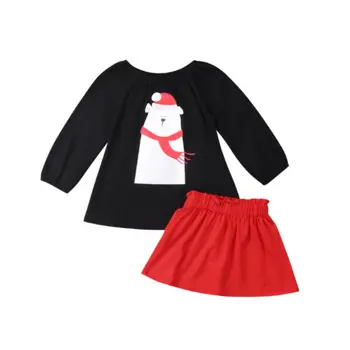 2019 Prekės Bamblys Baby Girl Apranga, Drabužiai ilgomis Rankovėmis T-shirt Viršūnes+Tutu Sijonas Nustatyti Dydis 2-6Y vaikiški Drabužiai