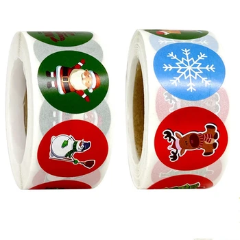 500pcs/Roll Apvalios Formos Washi-Izoliacine-Juosta Kalėdų Collettion Popierius, Lipdukai, Etiketės Antspaudas 