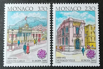 2vnt/Komplektas Naujas Monakas Pašto Antspaudo 1990 Europa, Architektūra, Graviravimas, Antspaudai MNH