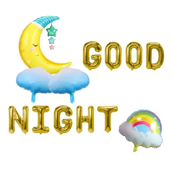 Geros Nakties Reklama Mylar Folija Balionas Miega ant Mėnulio, Žvaigždžių Balionai, Debesys, Vaivorykštė Vaikišką Geros Nakties Kūdikio Miegamojo Puošmena