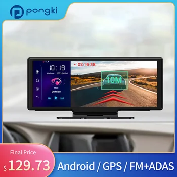 Pongki Q98 Kamera, Diktofonas, ADAS GPS Navigacija Android 8.1 Brūkšnys Cam HD Dvigubo Objektyvo Ekraną, 4G Automobilių Dvr 24H Stovėjimo Stebėsenos 1080P