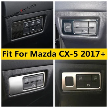Automobilių Žibintų Lempos Jungiklio Mygtuką Skydelio Dangtelį Apdaila Lipdukas Juodas / Sidabro spalvos Nerūdijančio Plieno Reikmenys Mazda CX-5 2017 - 2022 
