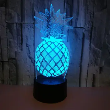 Ananasų 3D Led Nakties Šviesa 7 Spalva Keičiasi Usb Stalo Lempa Usb Vaisių 3d Lempa Namų Dekoro