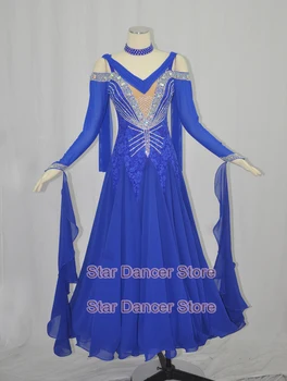 Pramoginiai Konkurenciją Šokių Suknelės Moterims Royal Blue Standartinių Sportinių Šokių Sijonas Suaugusiųjų Valsas Pramoginių Šokių Suknelė