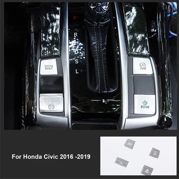 Elektroninis rankinis stabdis mygtuką blizgančiais aliuminio lydinio, interjero aksesuarai Honda Civic 2016-2019