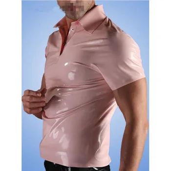 Rankų Darbo Trumpas Rankovėmis Vyrams Babay Rožinė Latekso Polo Marškinėliai Mados Gumos Marškinėliai Mados Viršūnes