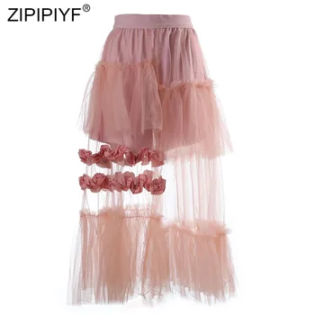 Fėjų pyragas sijonas akių šydą, sijonai vasaros s ilgai stilius aukščio juosmens klostuotas sijonas pakopų/sluoksniuotas sijonas B250