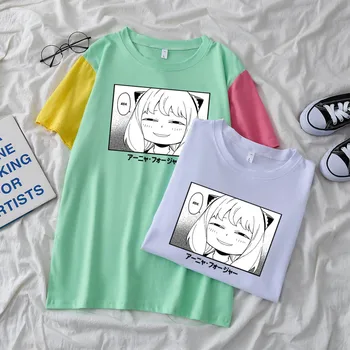 Anime SPY X ŠEIMOS Ania Yor Loid Vyras/Moteris Harajuku T-shirt Apvalus Kaklas Trumpas Rankovės Atsitiktinis Unisex Streetwear Tee Viršų